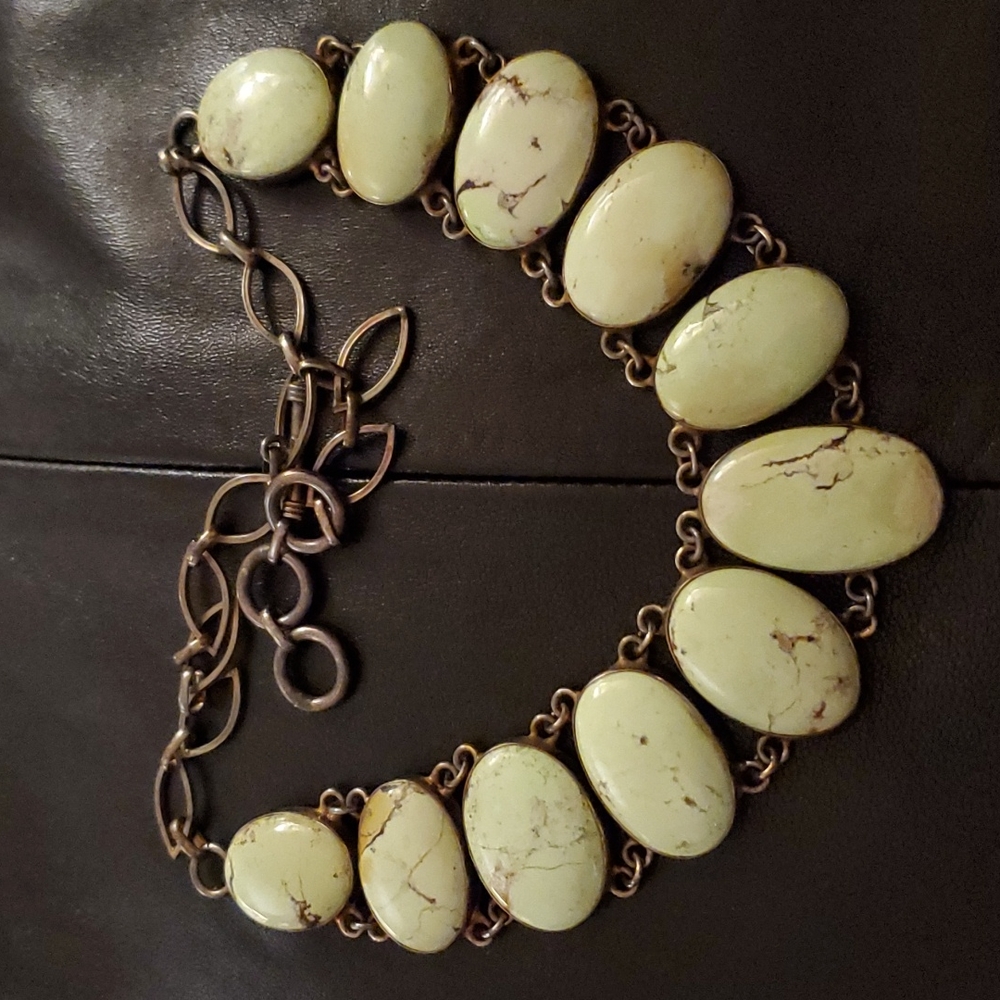Variscite Sterling Silver Necklace Vintage Large Stones